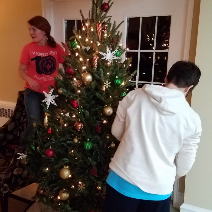 Putting up Barron Christmas tree