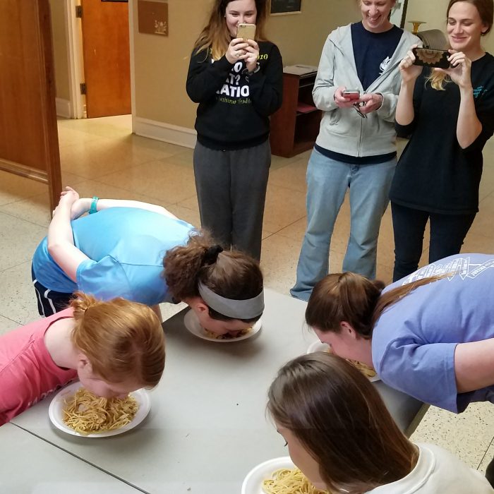 Spaghetti eating