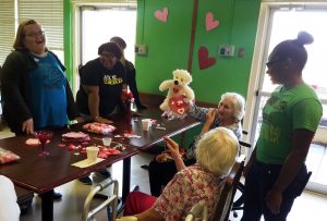 students at nursing home