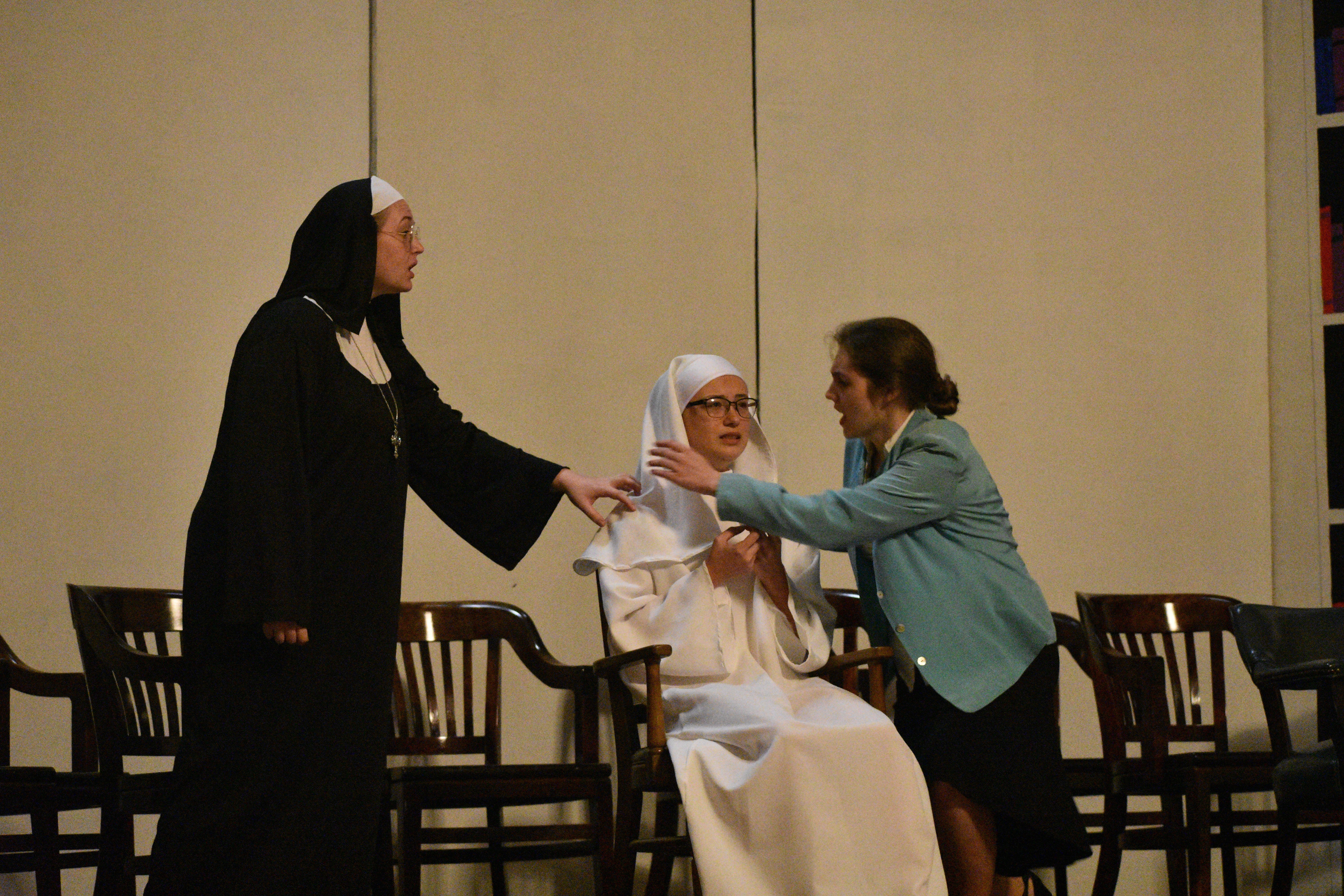 Actresses Kassidy Giles, Lela Ball and Grace Terry in "Agnes of God." Photo by Sarah Combs.